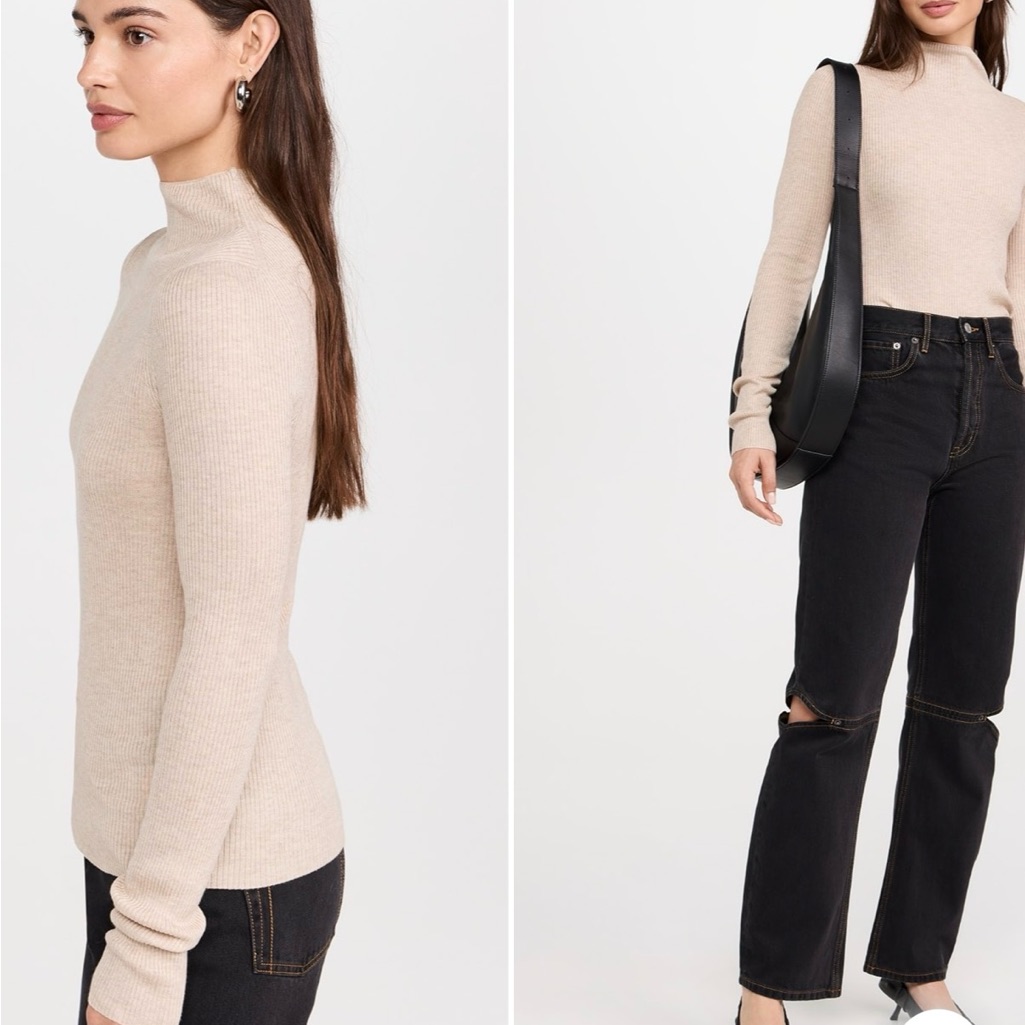 Dl1961 Beige Top And Black Straight Leg Jeans